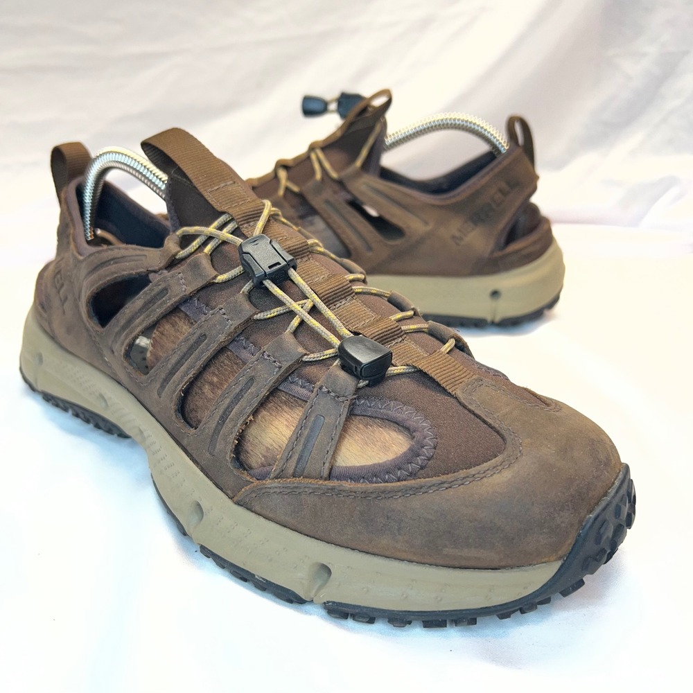 Merrell All Out Blaze Sieve Mens 8.5 Seal Brown Leather Water Hiking Shoes